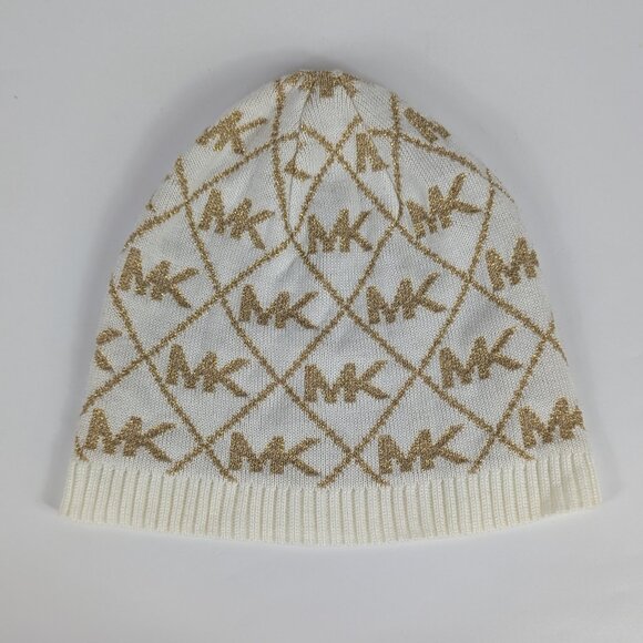 Michael Kors Gold Glitter Logo Beanie - Picture 1 of 4